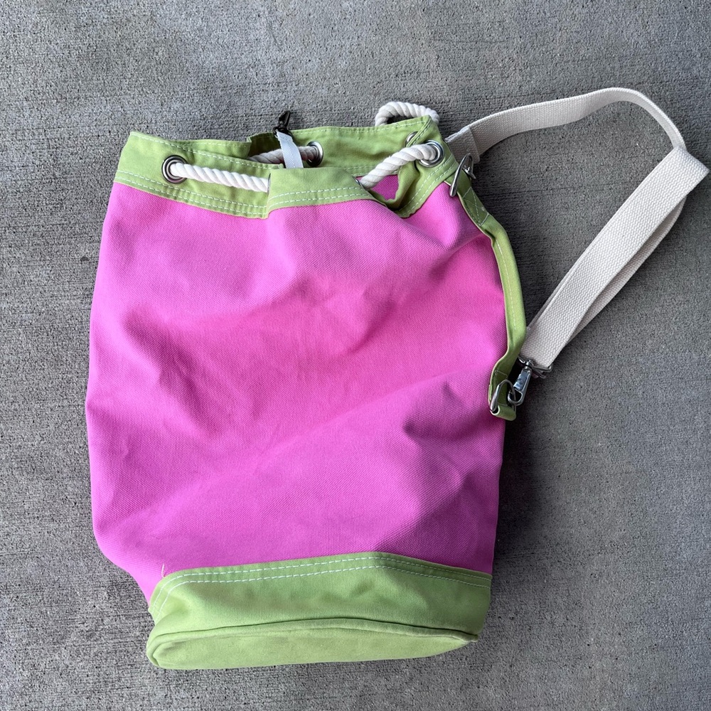 Vintage 90s LLbean tote barrel crossbody bag duffel canvas purse rope pink NWOT